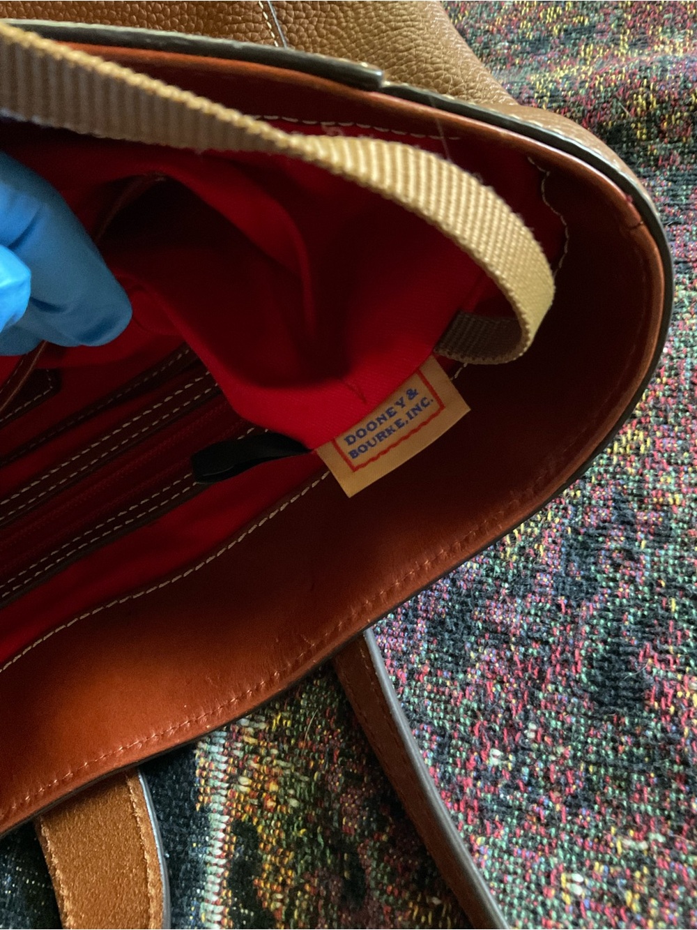 Dooney & Bourke Brown Leather Tote with Gold Buckle - Picture 8 of 10